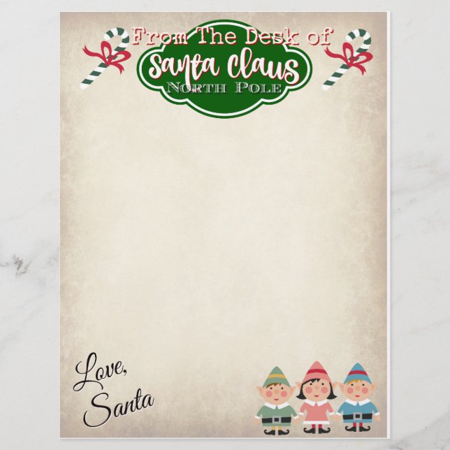 Letra Personalizada de Santa Claus Letterhead (Frente)
