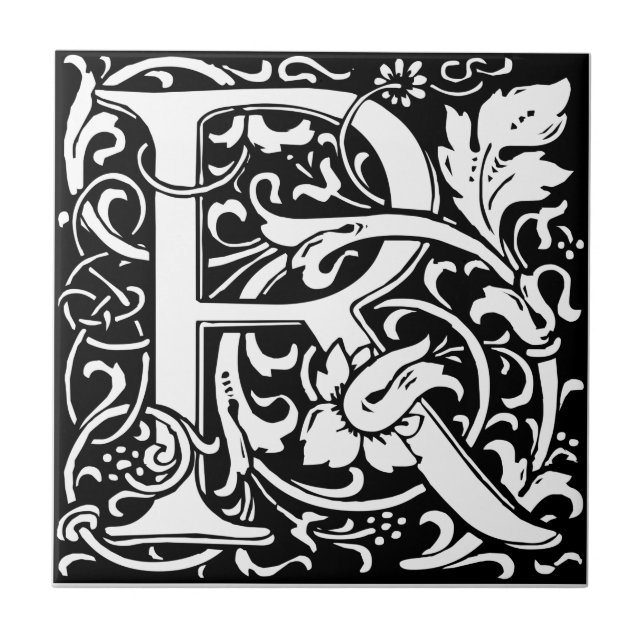Letra R Monograma Medieval Arte Nova (Frente)