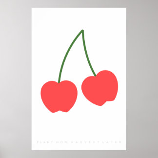 Letra Red Cherry Retro Poster de 60 anos 70