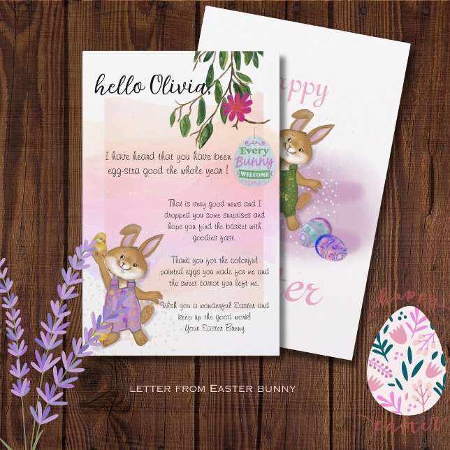 Letra rosa bonito do coelho da Páscoa (Pretty Pink Letter from Easter Bunny)