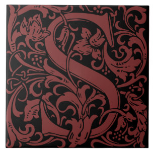 Letra S com videiras Art Nouveau de William Morris