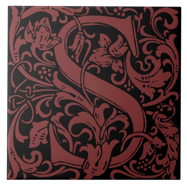 Letra S com videiras Art Nouveau de William Morris (Frente)