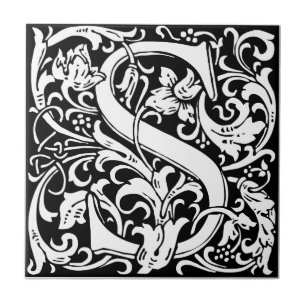 Letra S Monograma Medieval Arte Nova