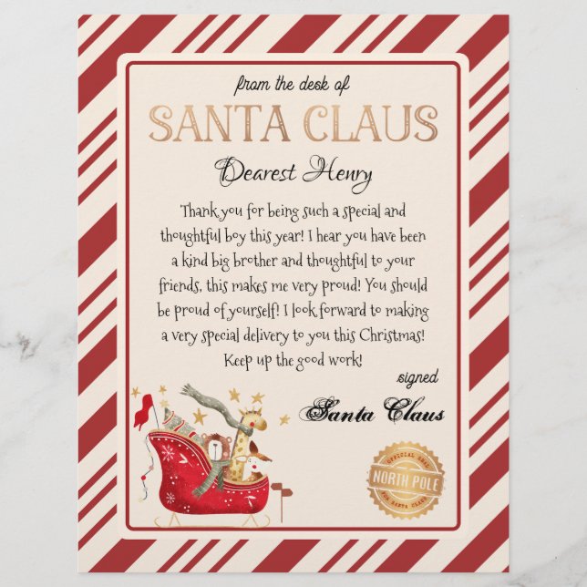 Letra Santa Claus Cheio Imprimível Sled (Frente)