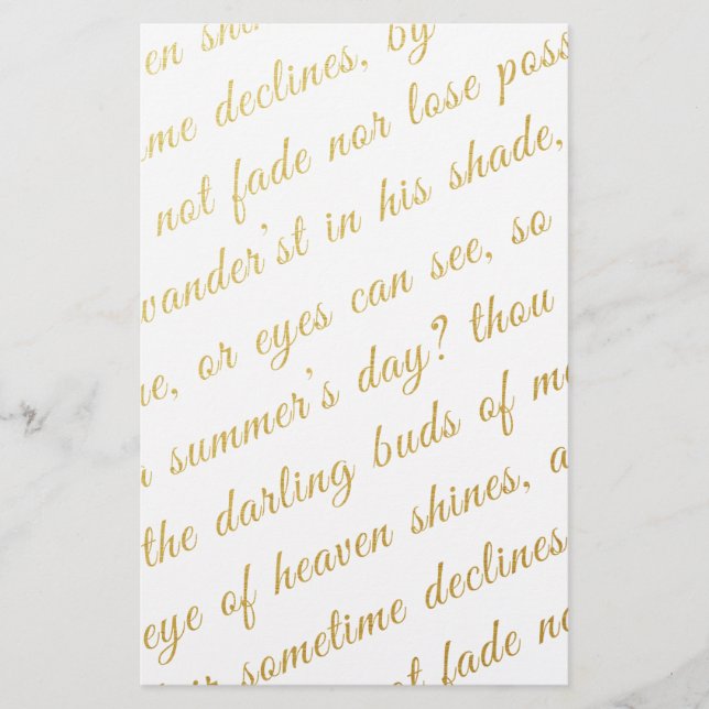 Letra Script Faux Dourada Tipografia Poesia White (Frente)