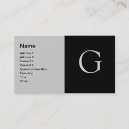 Letra Silver Raed "G" Cartão de visita