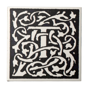 Letra T Art Nouveau Monograma Vintage
