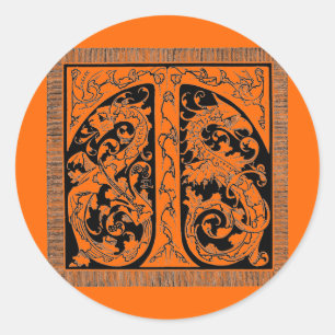 Letra T com Adesivo de Dragões