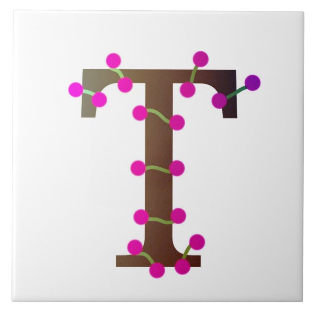 Letra T inicial decorativa em branco (Frente)