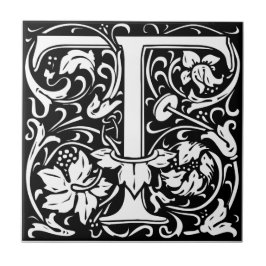 Letra T Monograma Medieval Arte Nova