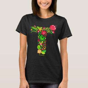 Letra T na Camisa Flores