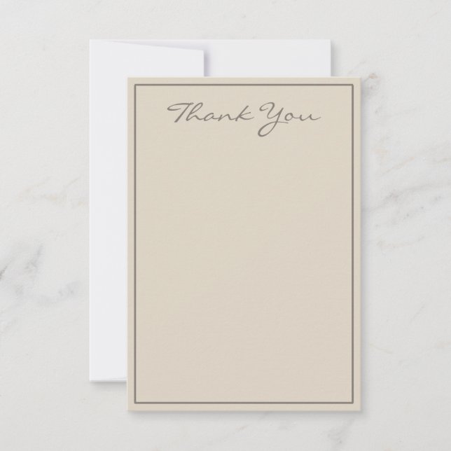 Letra Taupe Minimalista Obrigado Cartão Simples (Frente)