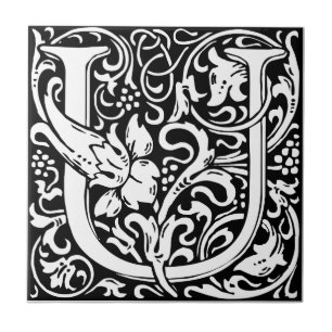 Letra U Monograma Medieval Arte Nova