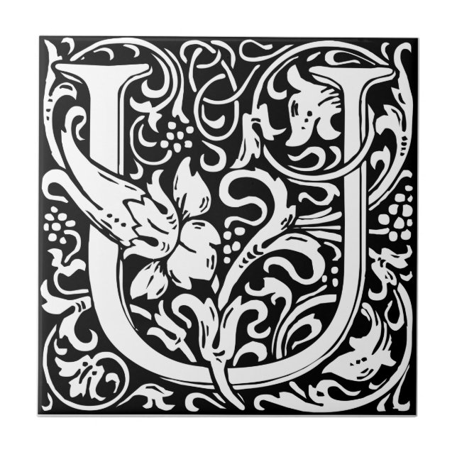 Letra U Monograma Medieval Arte Nova (Frente)