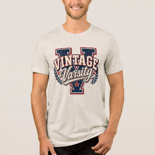 Letra V em Bloco Distorcido Vintage Varsity