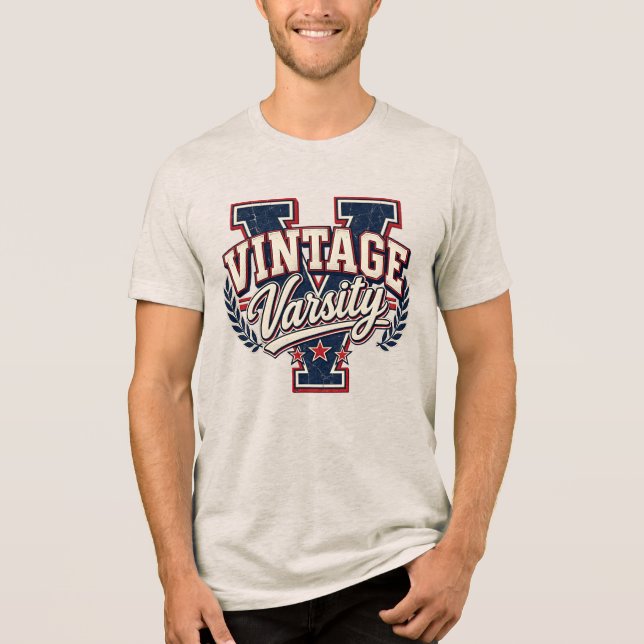 Letra V em Bloco Distorcido Vintage Varsity (Frente)