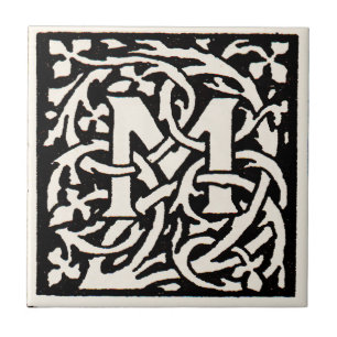 Letra Vintage Monograma M Art Nouveau