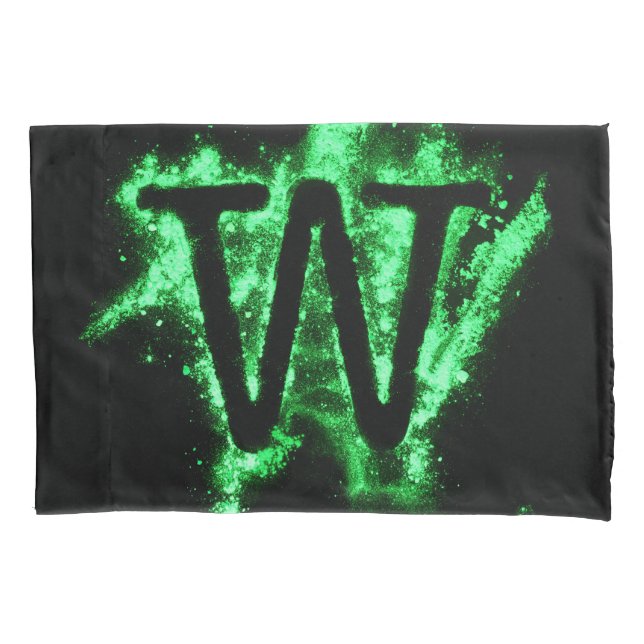 Letra W maiúscula alfabética verde (Frente)