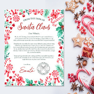 Letra Watercolor de Papai Noel para Crianças
