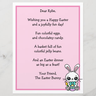 Letra Whimsical Easter Bunny e Poem Kid