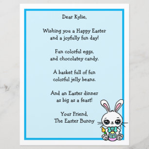 Letra Whimsical Easter Bunny e Poem Kid