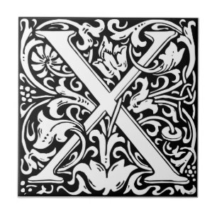 Letra X Monograma Medieval Arte Nova