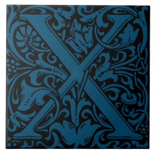 Letra X Monogramática Art Nouveau de William Morri