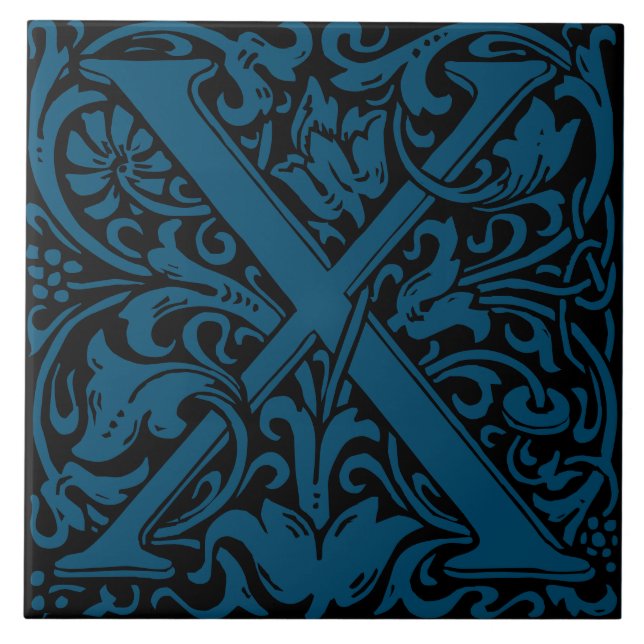 Letra X Monogramática Art Nouveau de William Morri (Frente)