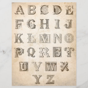 Letras antigas ornamentais vintage para recortar c