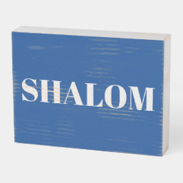 Letras brancas "Shalom", branco azul