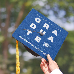 Letras de FORMANDO Azul e Graduação de Boné