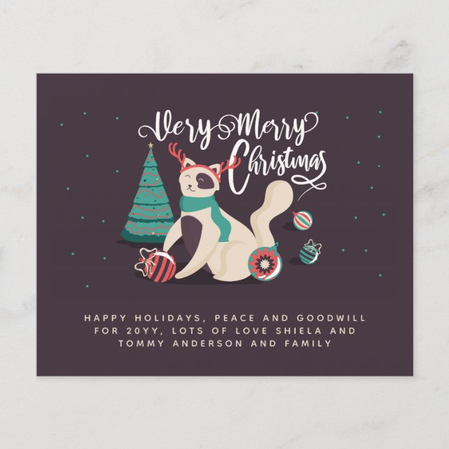 Letras de Gato de Natal Personalizadas Carta Anual (Frente)