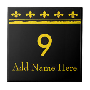 Letras e Números de Fleur De Lis Preto e Dourado