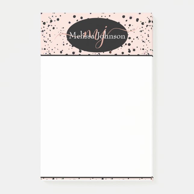 Letras elegantes em dourado rosa em bloco de notas (Frente)