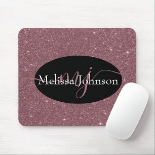 Letras elegantes em dourado rosa em Mouse Pad pret