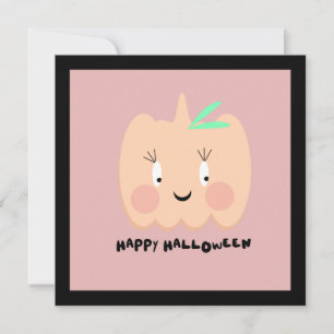 Letras Enrubescendo Abóbora Fofa Feliz Halloween