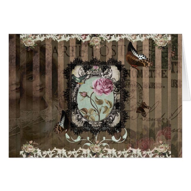 Letras Vitorianas - Cartão de Nota Personalizável (Frente Horizontal)