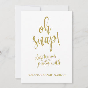 Letreiro de hashtag de casamento brilhante dourado