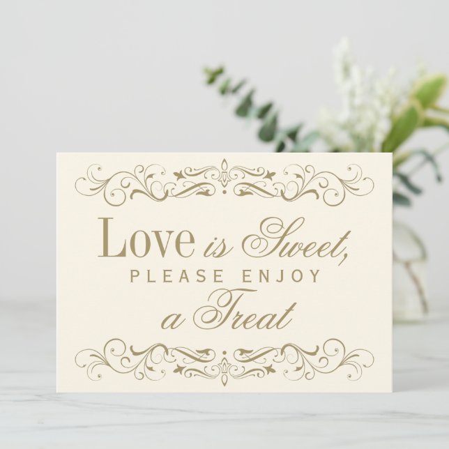 Letreiro de Trabalho de Marfim Antigo Amor é Doce (Em pé/Frente)