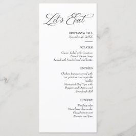 Let's Eat Elegant minimal menu black and white