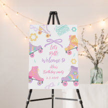 Lets Roll Roller Skate Girl Birthday Welcome