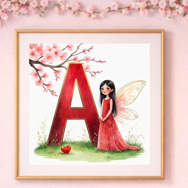 Letter A Fairy Nursery Poster - Cherry Blossoms (Criador carregado)