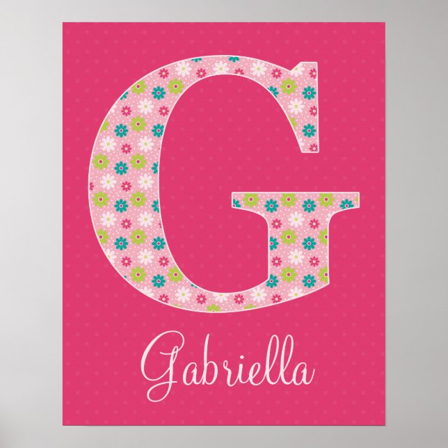Letter G Initial Alphabet Poster for Girl (Frente)