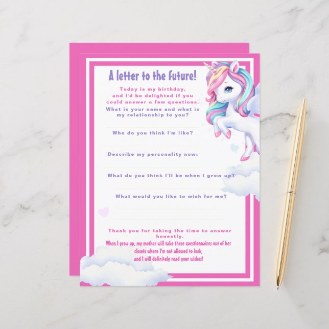 "Letter to the Future" game for a magical birthdау (Frente/Verso In Situ)