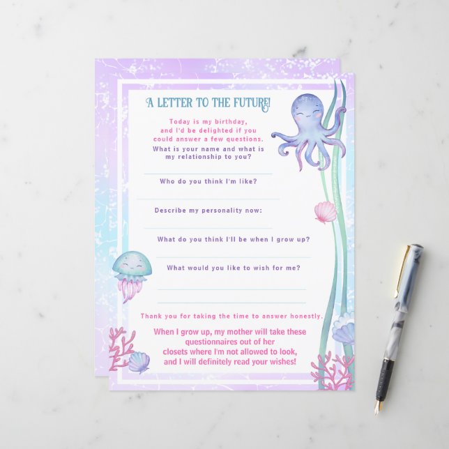 "Letter to the Future" game for a magical birthdау (Frente/Verso In Situ)