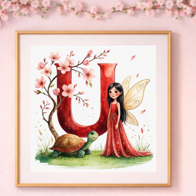 Letter U Turtle Fairy Poster - Alphabet Art (Criador carregado)