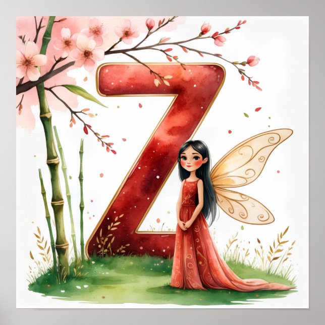 Letter Z Bamboo Fairy Poster -Chinese Alphabet Art (Frente)