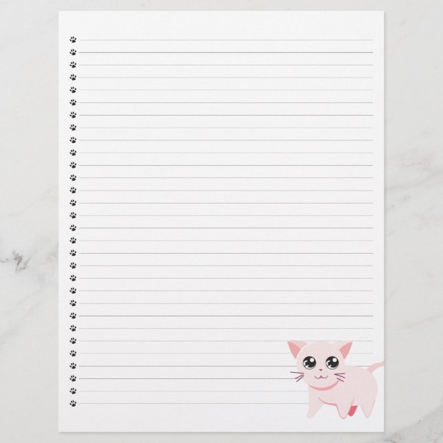 Letterhead com revestimento de gato rosa (Frente)