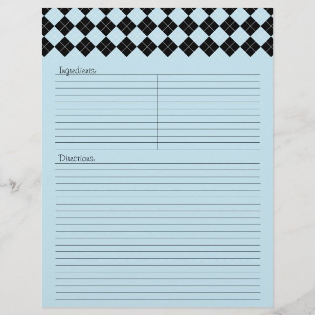 Letterhead de receita de árgula azul (Frente)