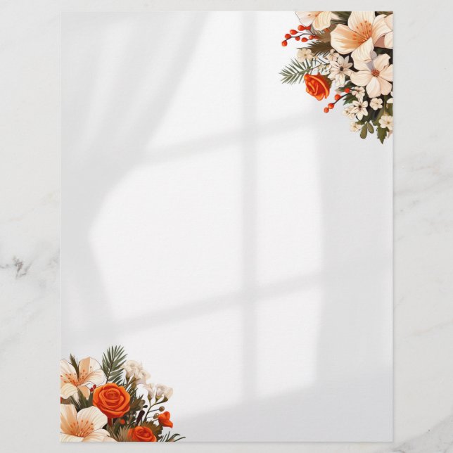 letterhead, papel timbrado floral (Frente)